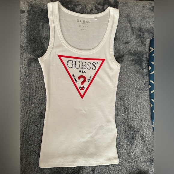 GUESS White and Red Logo Tank Top, UNUSED ! - Picture 1 of 4